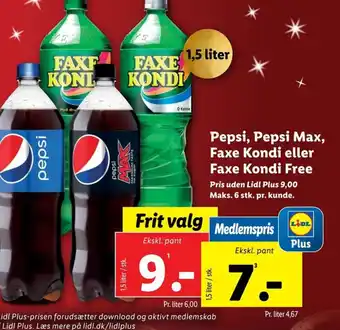 Lidl Pepsi, Pepsi Max, Faxe Kondi eller Faxe Kondi Free tilbud
