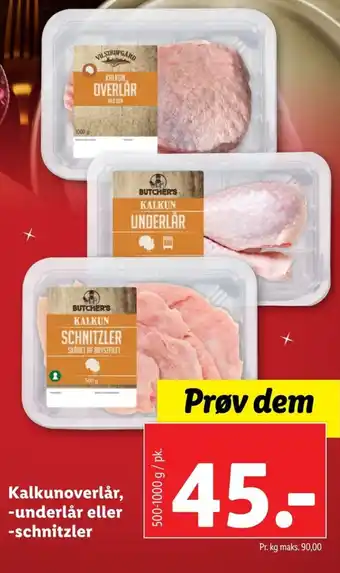 Lidl Kalkunoverlår, -underlår eller -schnitzler tilbud
