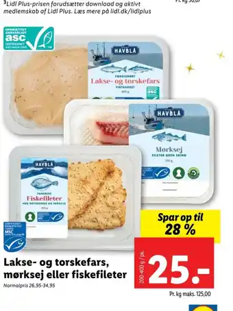 Lidl Lakse- og torskefars, mørksej eller fiskefileter tilbud