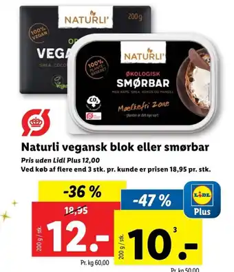 Lidl Naturli vegansk blok eller smørbar tilbud
