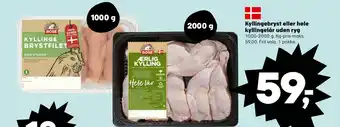 SuperBrugsen Kyllingebryst eller hele kyllingelår uden ryg tilbud