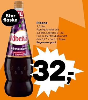 SuperBrugsen Ribena 1,5 liter tilbud