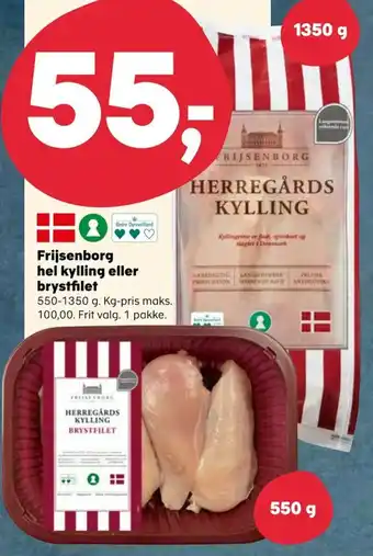 SuperBrugsen Frijsenborg hel kylling eller brystfilet tilbud
