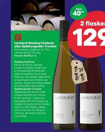 SuperBrugsen Landgraf Riesling Feinherb eller Spätburgunder Trocken tilbud