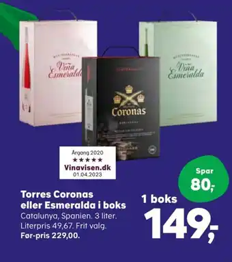 SuperBrugsen Torres Coronas eller Esmeralda i boks tilbud