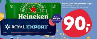 SuperBrugsen Royal Export eller Heineken 18-pak tilbud