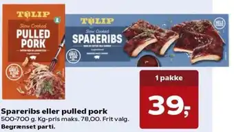 Kvickly Spareribs Eller Pulled Pork 500-700g. tilbud