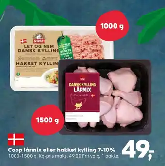 Kvickly Coop lårmix eller hakket kylling 7-10% tilbud