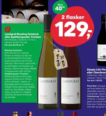 Kvickly Landgraf riesling feinherb eller spätburgunder trocken tilbud