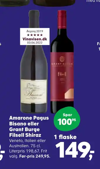 Kvickly Amarone pagus bisano eller grant burge filsell shiraz tilbud