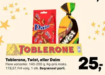 Toblerone, twist, eller daim