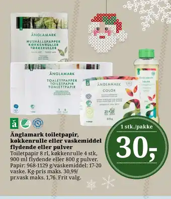 Dagli'Brugsen Änglamark toiletpapir, køkkenrulle eller vaskemiddel flydende eller pulver tilbud