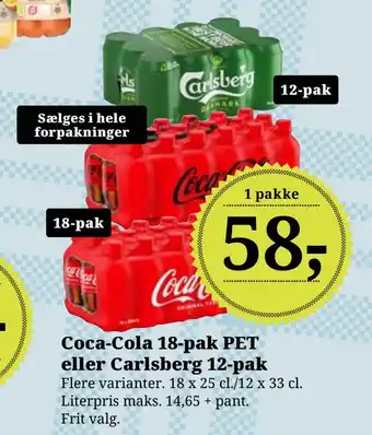 Dagli'Brugsen Coca-cola 18-pak pet eller carlsberg 12-pak tilbud