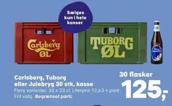 Kvickly Carlsberg, tuborg eller julebryg 30 stk. kasse tilbud