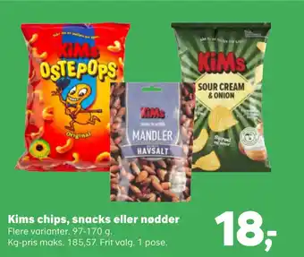Kvickly Kims chips, snacks eller nødder tilbud