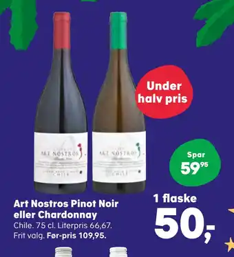 Kvickly Art nostros pinot noir eller chardonnay tilbud