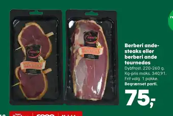 SuperBrugsen Berberi andesteaks eller berberi ande tournedos tilbud