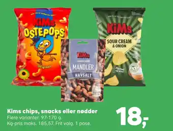 SuperBrugsen Kims chips, snacks eller nødder tilbud