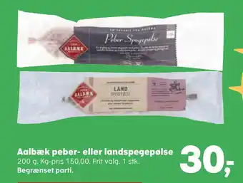 SuperBrugsen Aalbæk peber- eller landspegepølse tilbud
