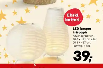 Kvickly Led lamper i rispapir tilbud