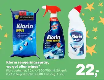 SuperBrugsen Klorin rengøringsspray, wc gel eller wipes tilbud