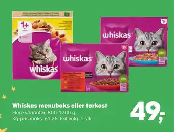 SuperBrugsen Whiskas menuboks eller tørkost tilbud