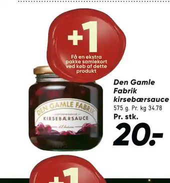 Bilka Den gamle fabrik kirsebærsauce tilbud