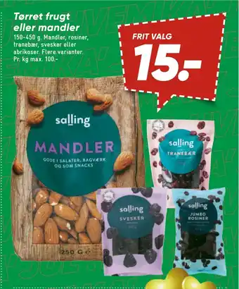 Bilka Tørret frugt eller mandler tilbud