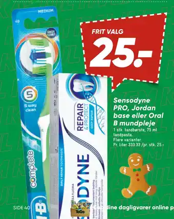 Bilka Sensodyne pro, jordan base eller oral b mundpleje tilbud