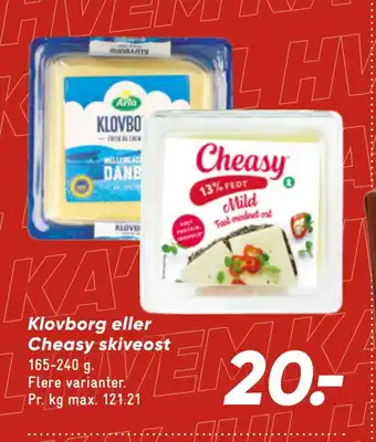 Bilka Klovborg eller cheasy skiveost tilbud