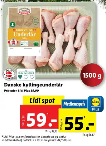 Lidl Danske kyllingeunderlår tilbud