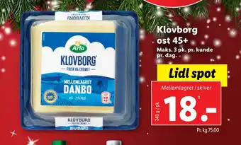 Lidl Klovborg ost 45+ tilbud