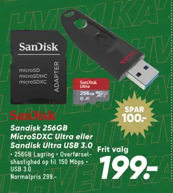 Bilka Sandisk 256gb microsdxc ultra eller sandisk ultra usb 3,0 tilbud