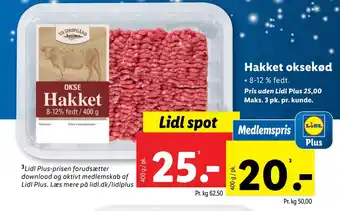 Lidl Hakket oksekød tilbud