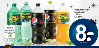 REMA 1000 Pepsi max eller faxe kondi 1,5 liter tilbud