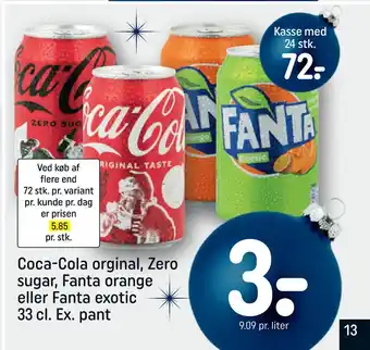 REMA 1000 Coca-cola orginal, zero sugar, fanta orange eller fanta exotic 33 cl tilbud