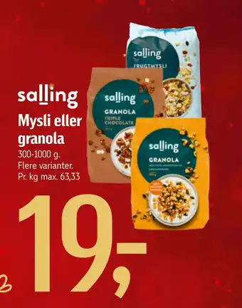 Føtex Mysli eller granola tilbud