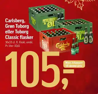 Føtex Carlsberg, grøn tuborg eller tuborg classic flasker tilbud