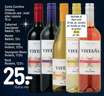 Santa carolina vistana chilensk rød-, hvid eller rosévin
