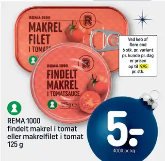 REMA 1000 Rema 1000 findelt makrel i tomat eller makrelfilet i tomat tilbud