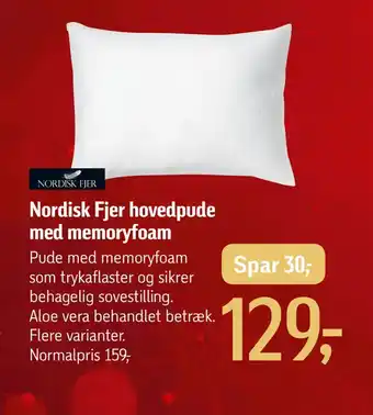 Føtex Nordisk fjer hovedpude med memoryfoam tilbud