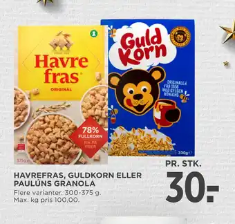 MENY Havrefras, guldkorn eller paulúns granola tilbud