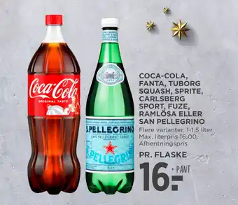 MENY Coca-cola, fanta, tuborg squash, sprite, carlsberg sport, fuze, ramlösa eller san pellegrino tilbud