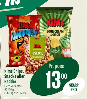 Min Købmand Kims chips, snacks eller nødder tilbud
