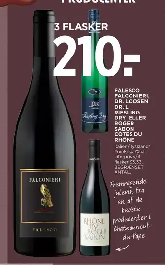 MENY Falesco falconieri, dr. loosen dr. l riesling dry eller roger sabon côtes du rhône tilbud