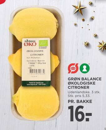 MENY Grøn balance økologiske citroner tilbud
