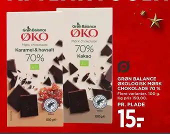 MENY Grøn balance økologisk mørk chokolade 70 % tilbud