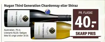 SPAR Nugan third generation chardonnay eller shiraz tilbud