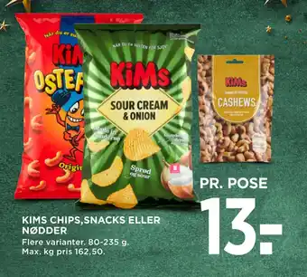 MENY Kims chips,snacks eller nødder tilbud