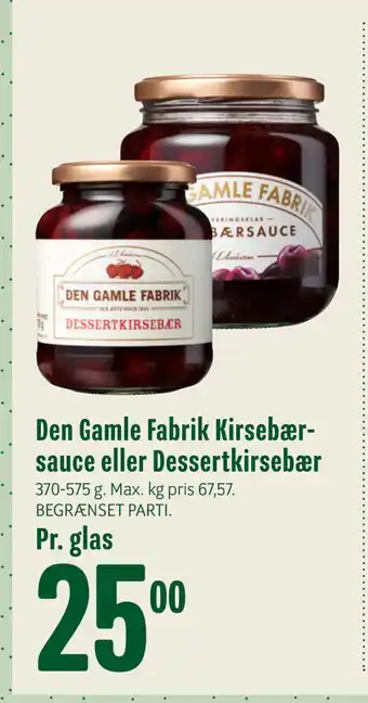 Den gamle fabrik kirsebærsauce eller dessertkirsebær